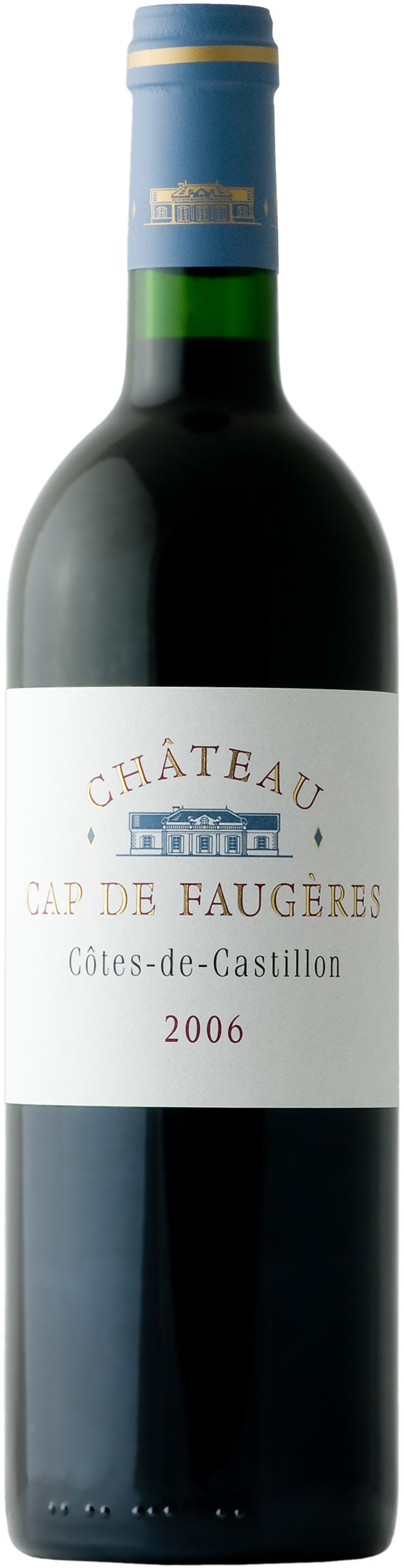 Wein-Flasche mit Etikett: Château Cap de Faugeres Côtes-de-Castillon 2006