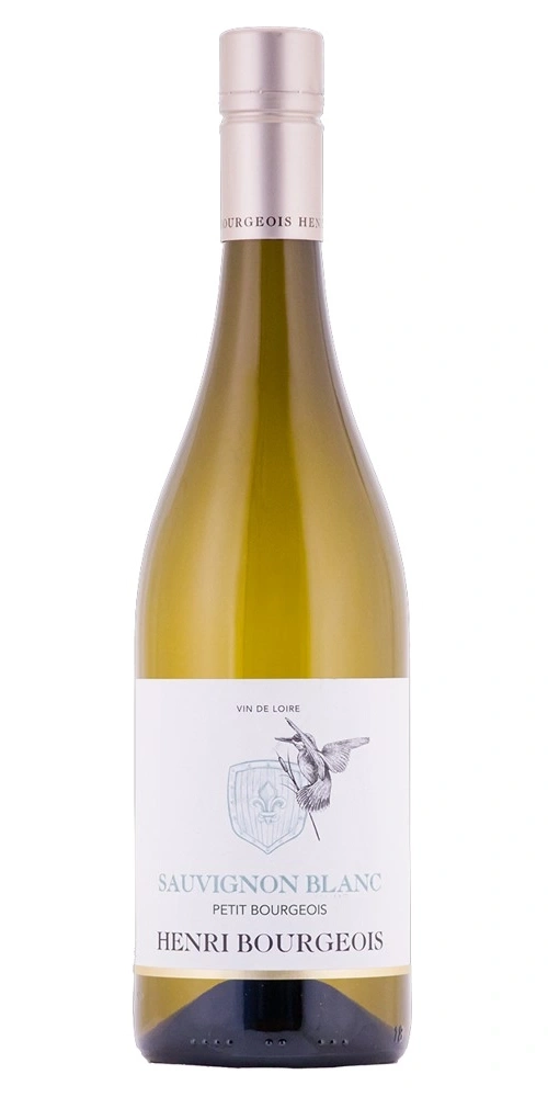 Eine weiße Weinflasche mit der Bezeichnung Sauvignon Blanc Petit Bourgeois Henri Bourgeois.