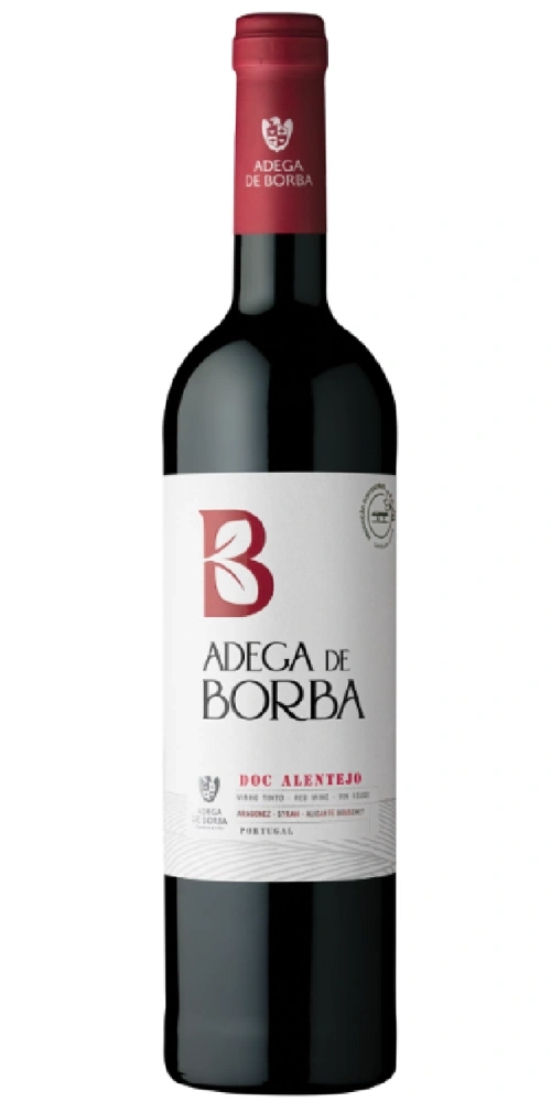 Eine Flasche Rotwein von Adega de Borba aus Portugal.
