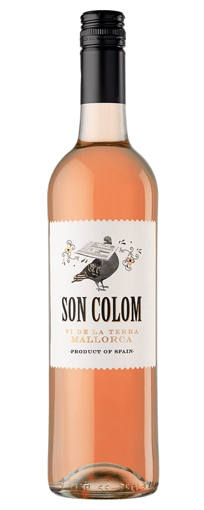 Eine Flasche Roséwein mit dem Etikett 'Son Colom Mallorca'