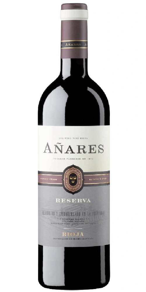Eine Flasche Rotwein mit dem Etikett AÑARRES RESERVA RIOJA