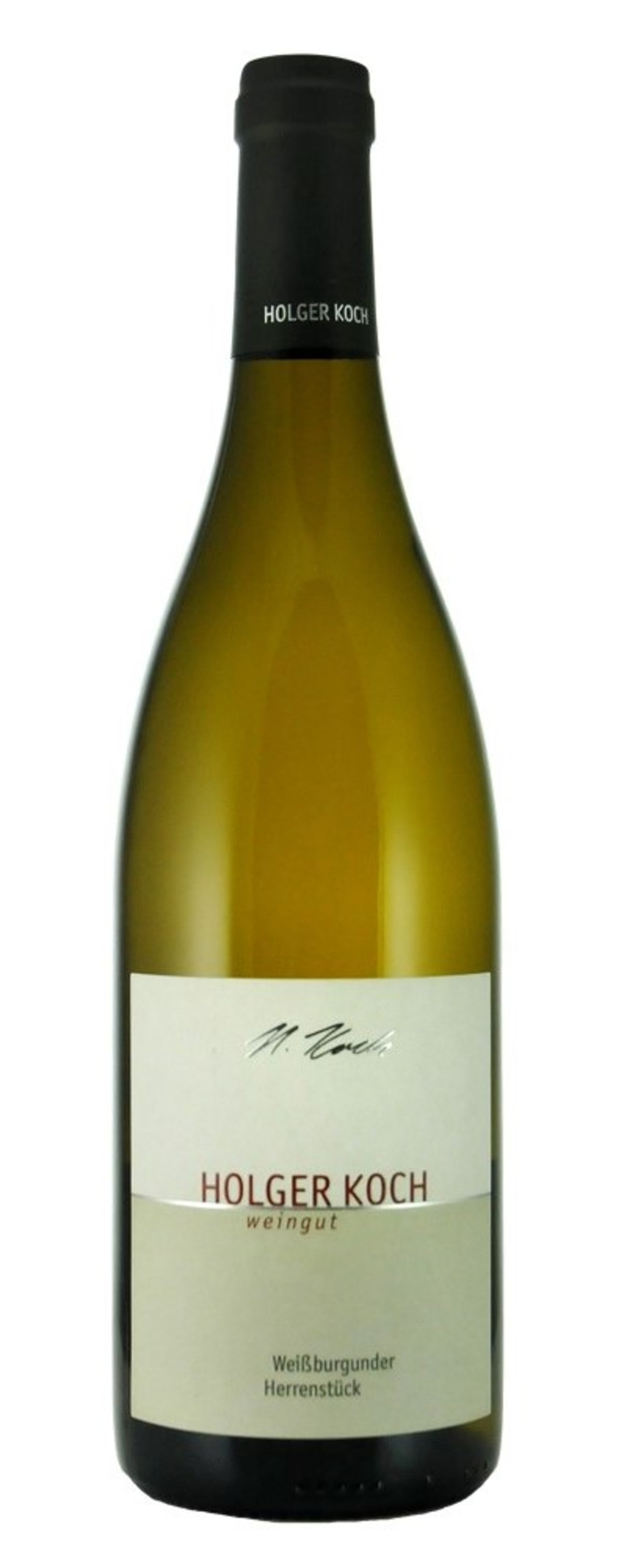 Weinflasche von Holger Koch, Weißburgunder Herrenstück, Wein